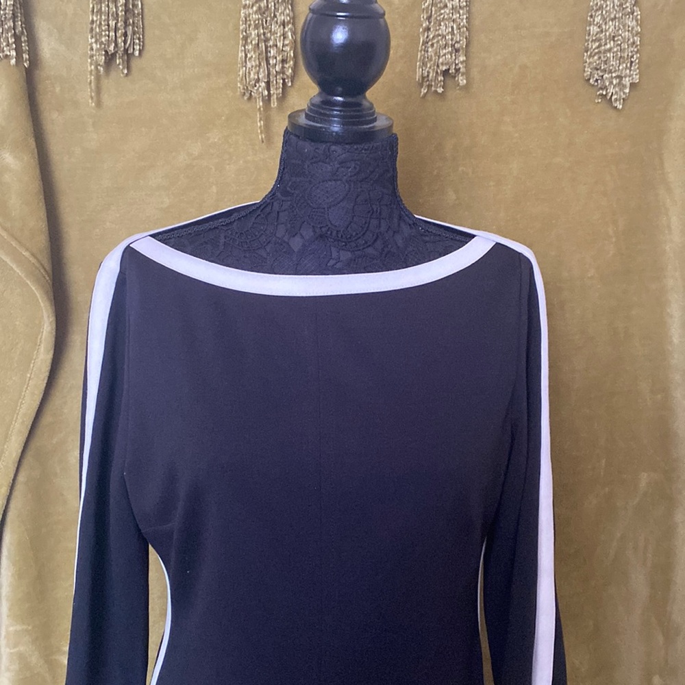 Ralph Lauren Black Long Sleeve Dress with White Trim
